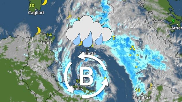 Una borrasca está dejando chubascos intensos y tormentas en la cuenca mediterránea.&nbsp;El sur de Italia es la zona más afectada.&nbsp;