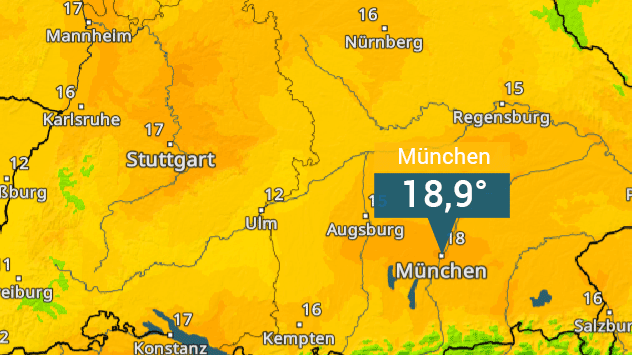 TemperaturRadar von Sonntagnachmittag