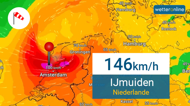 Im WindRadar ist das aktuelle Sturmfeld von POLY zu sehen. 