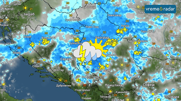 Kiša i pljuskovi u ponedeljak