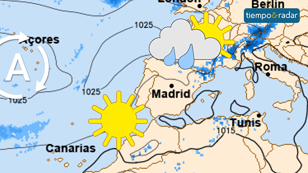Aunque España estará bajo influencia anticiclónica, algunos frentes podrían dejar lluvia en el norte. 