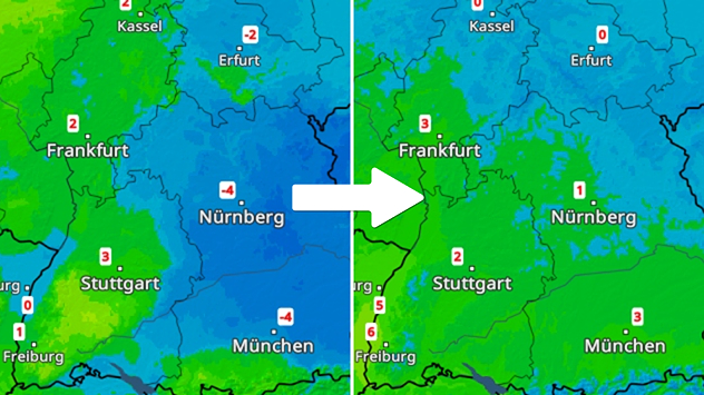 Die Wetterkarte zeigt Temperaturen in Deutschland