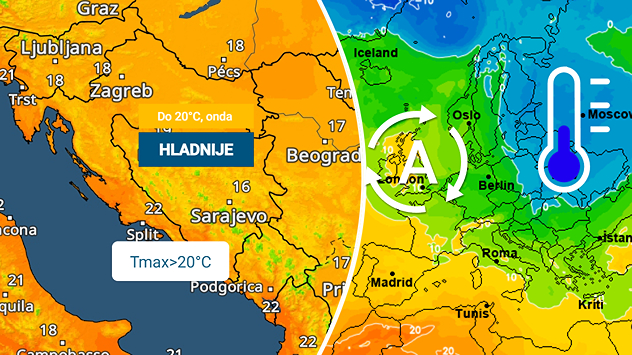 Južnije preko 20C. Stiže pad temperature