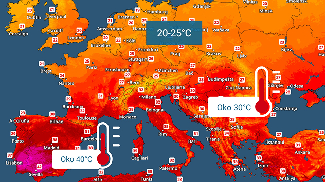 Preko 30 °C, ne i posvuda stabilno