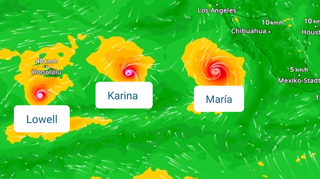 El Pacífico oriental está al rojo vivo: tres huracanes podrían atravesar pronto al mismo tiempo estas aguas cálidas.