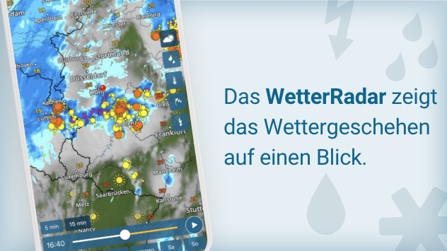 Das WetterRadar zeigt das Wettergeschehen auf einen Blick 