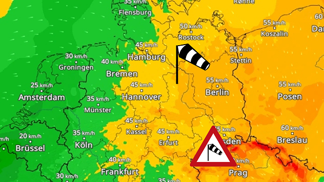 WindRadar zeigt für Samstagmachmittag lebhaften Wind