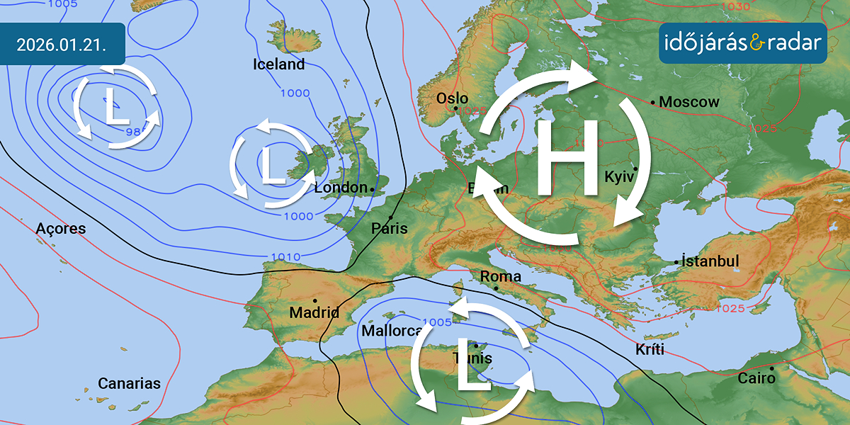 Időjárási helyzet blokkoló magas nyomású és több alacsony nyomású rendszerrel, amelyek nem tudnak ellene tenni. 