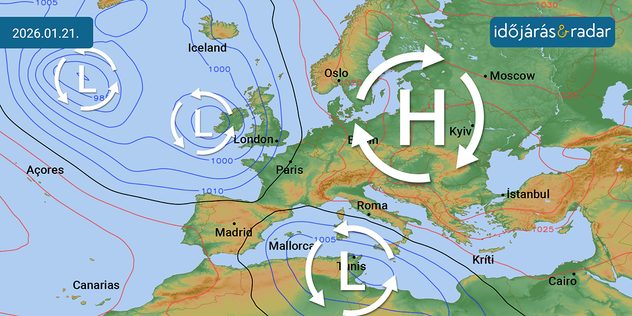 Időjárási helyzet blokkoló magas nyomású és több alacsony nyomású rendszerrel, amelyek nem tudnak ellene tenni. 