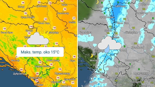 Suvo u nedelju, malo kiše ka ponedeljku