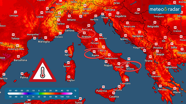 caldo africano sull'Italia