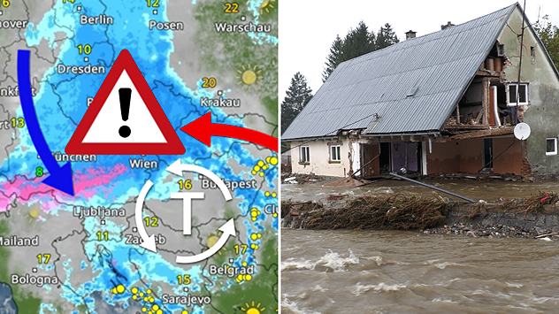 Ursache der Hochwasserkatastrophe in Europa.