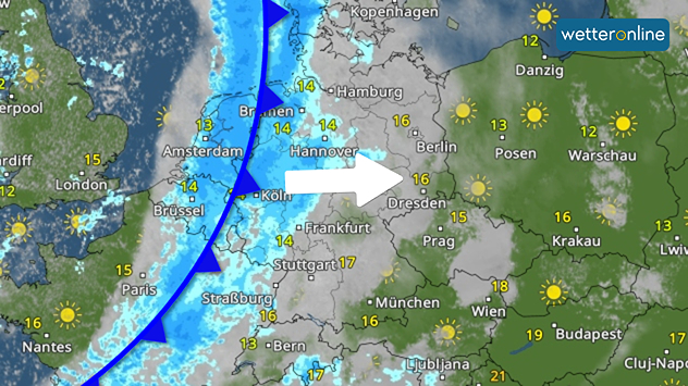 Kaltfront an Allerheiligen Dieses zweite Wetterbild zeigt den weiteren Ostvorstoß der Kaltfront über Deutschland.