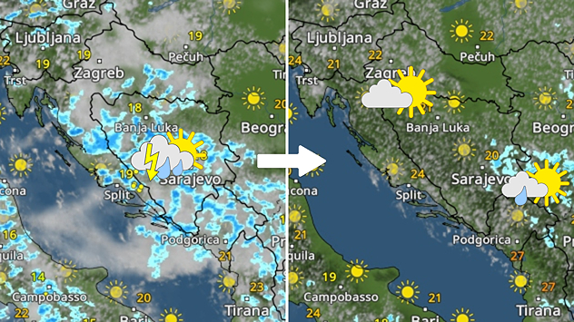 Promjenljiva srijeda, onda više Suncu