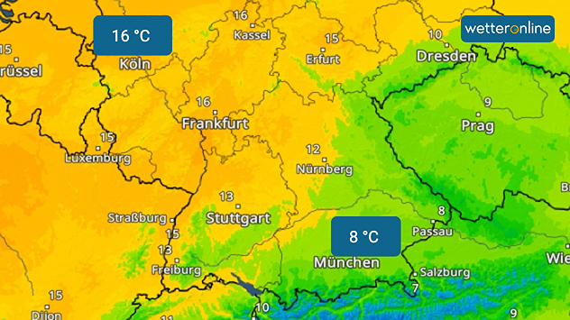 TemperaturRadar-Vorhersage für heute Nachmittag.