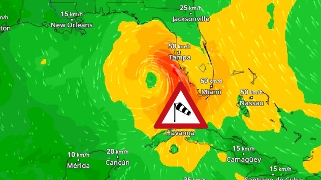 Im WindRadar ist Tropensturm DEBBY vor der Westküste Floridas gut zu erkennen.