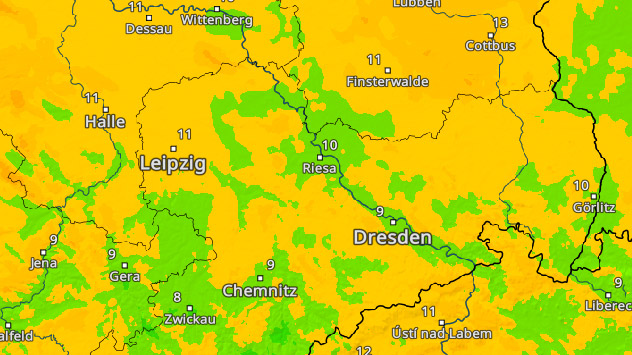 TemperaturRadar Tiefstwerte Sachsen