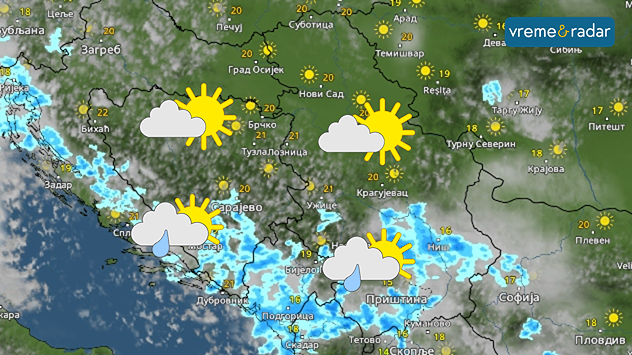 Sunce, oblaci i kiša u sredu