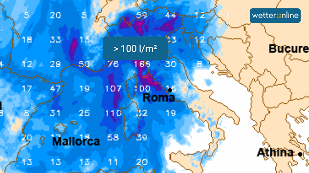 Vor allem an den Küstengebirgen Norditaliens drohen große Regenmengen.