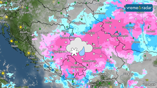 Kiša i sneg u utorak
