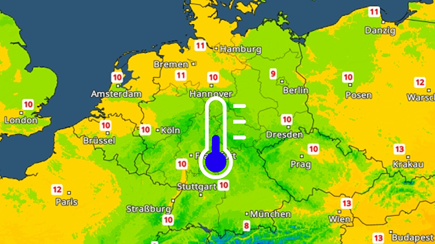 TemperaturRadar zeigt Höchstwerte von nur 10 Grad am Sonntag TemperaturRadar zeigt Höchstwerte von nur 10 Grad am Sonntag