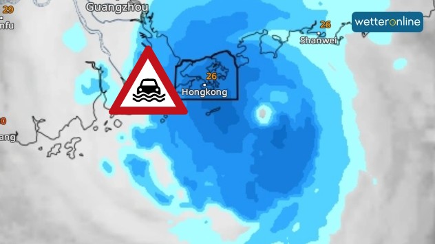 SAOLA bringt ab Freitagabend heftige Regenfälle und Gewitter, wie im WetterRadar zu sehen ist. 