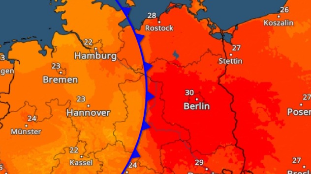 Hannover 23 Grad, Berlin 30 Grad: Die Kaltfront von Tief NICOLE sorgt heute für große Unterschiede