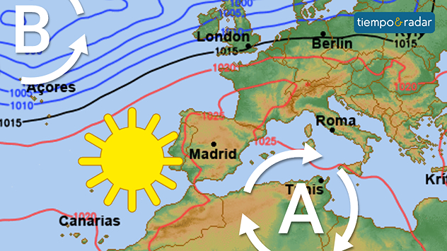 Las altas presiones predominarán a corto plazo sobre España. 
