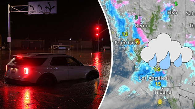 Überschwemmungen in Los Angeles und WetterRadar von Kalifornien