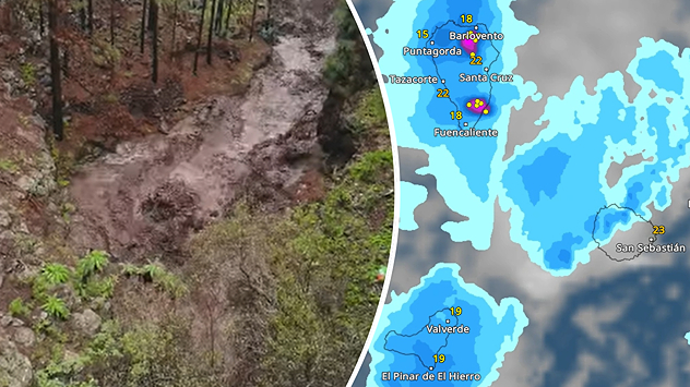 El frente asociado a la borrasca Bert ha dejado numerosas imágenes de viento y precipitaciones a lo largo del país. Entre ellas, destaca el temporal que ha azotado a las islas más occidentales de Canarias. 