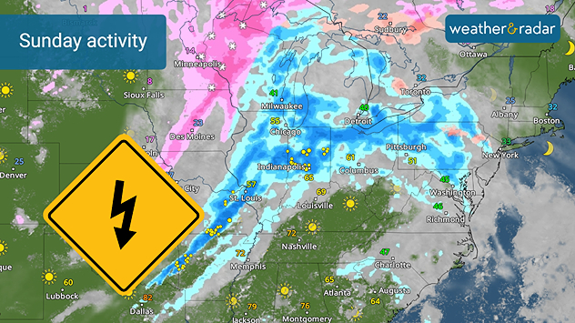 Strong to severe storms are possible sunday in the Midwest and along the Mississippi Valley.