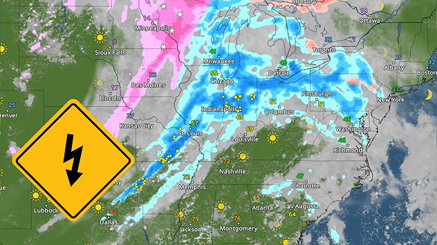 Severe storm forecast for Sunday on the WeatherRadar.