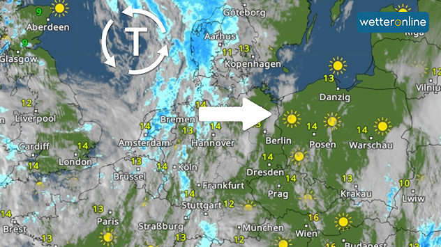 Tief PETER bringt heute Regenwolken.