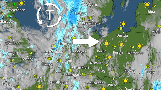 Tief PETER bringt heute Regenwolken.