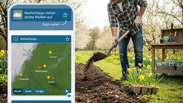 Links: Das WetterRadar in der WetterOnline App.