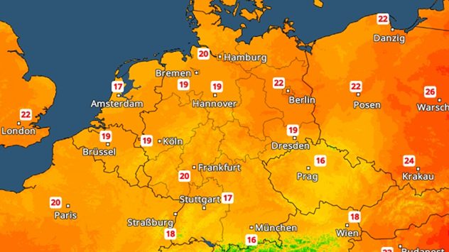 TemperaturRadar Dienstag