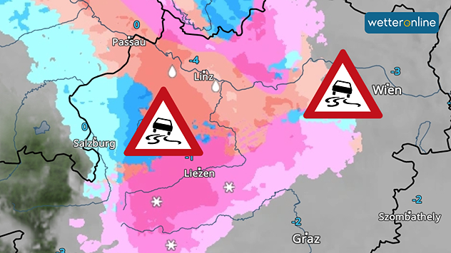 Das WetterRadar zeigt in Teilen Österreichs Schneefall und Eisregen.