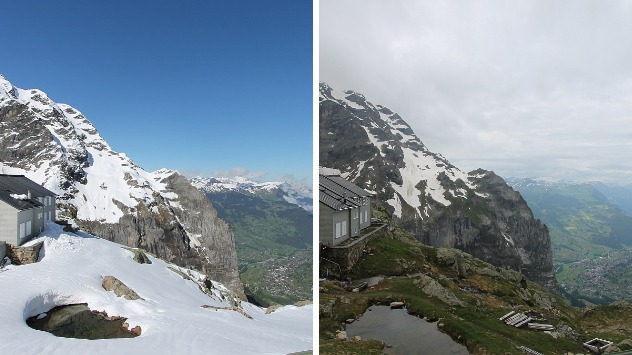 Im Gebirge in den Alpen liegt nur ab 2500 Meter Höhe noch eine geschlossene Schneedecke.