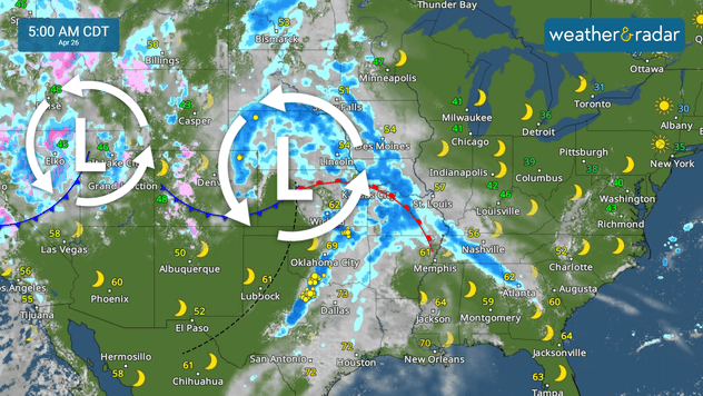 Several storms emerge from the Rockies and bring several days with the severe threat. 