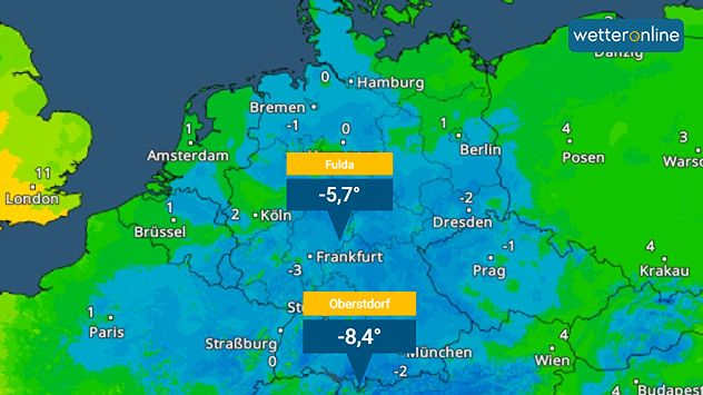 TemperaturRadar zeigt fast überall Frost