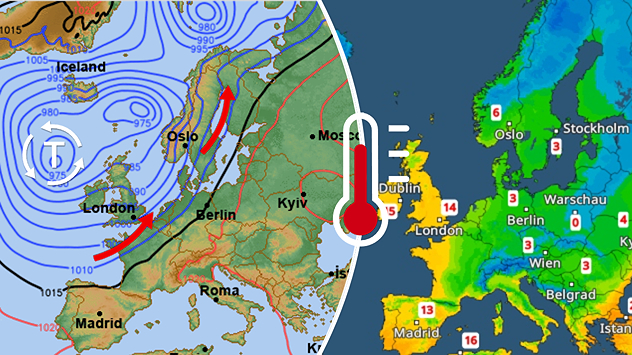 От втората половина на седмицата мощна атлантическа депресия ще донесе мек въздух чак до Северна Европа