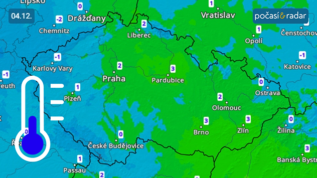 Předpověď minimálních teplot na 4. 12. Noční minimální teploty se u nás v těchto dnech pohybují na hodnotách kolem bodu mrazu.