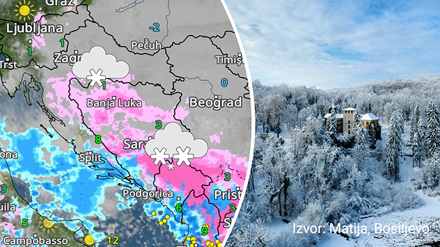 Pad temperature. Snijeg u nekim regijama