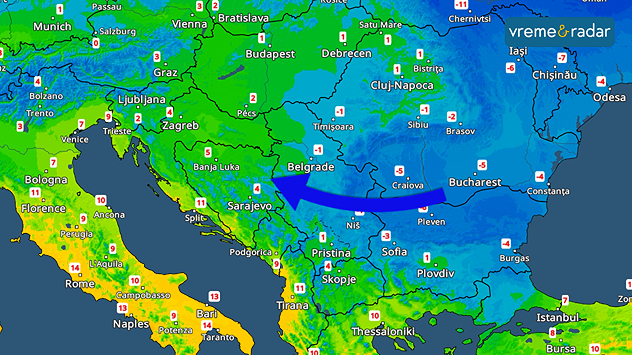 Hladnije u ponedeljak