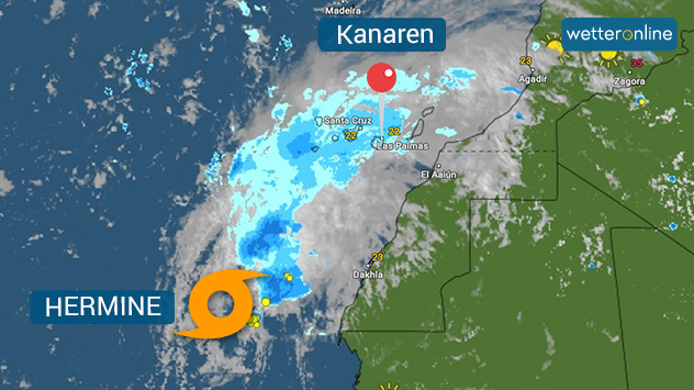 WetterRadar zeigt Tropensturm HERMINE