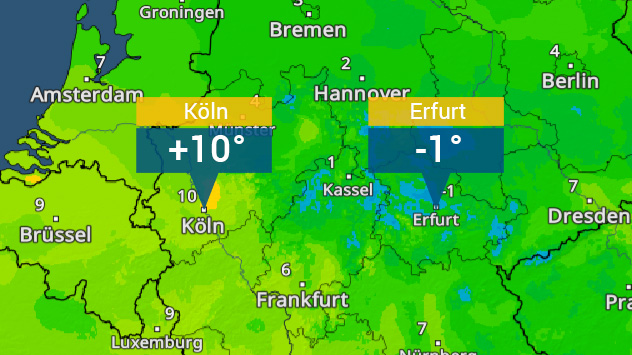 TemperaturRadar für die Nacht zum Sonntag