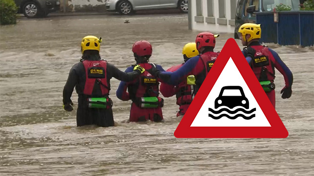 Kräftiger Dauerregen am Freitag hat zu dramatischen Hochwasser geführt.