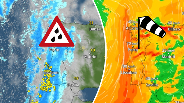 WetterRadar und WindRadar für Portugal und Spanien