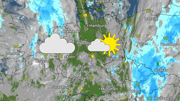 Das WetterRadar für Montag.