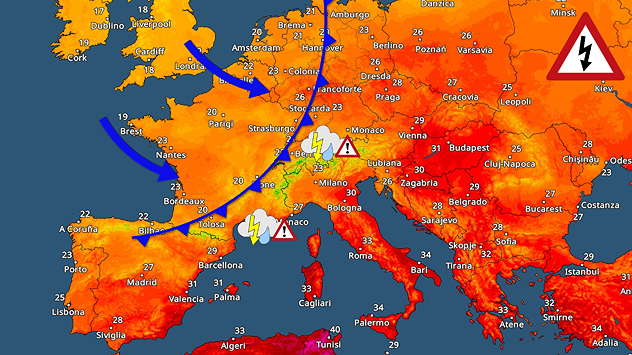 Tracollo termico con forti temporali